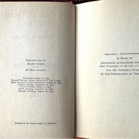 VINTAGE The Roman Hat Mystery by Ellery Queen - Hardcover Book (1932 Edition) - Picture 6 of 10